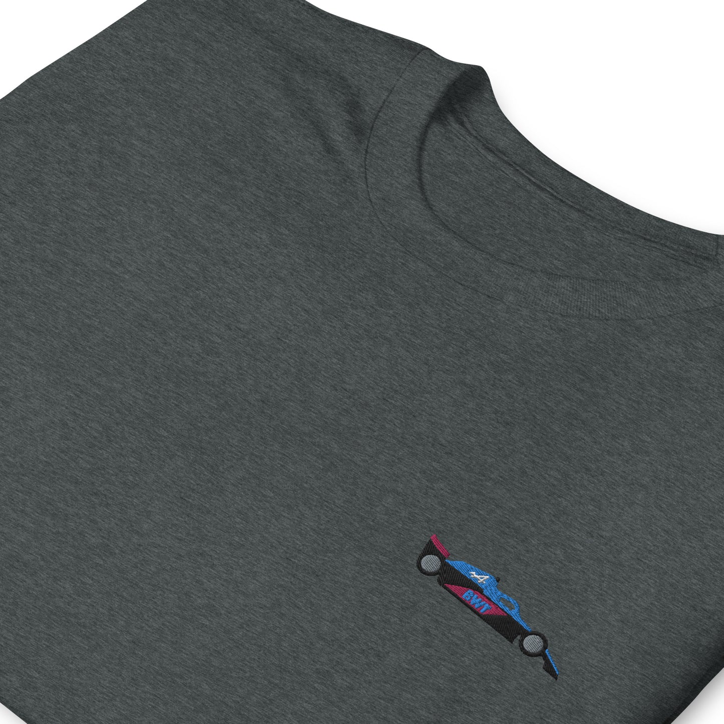 Embroidered Alpine F1 Car Unisex T-Shirt dark heather zoomed in