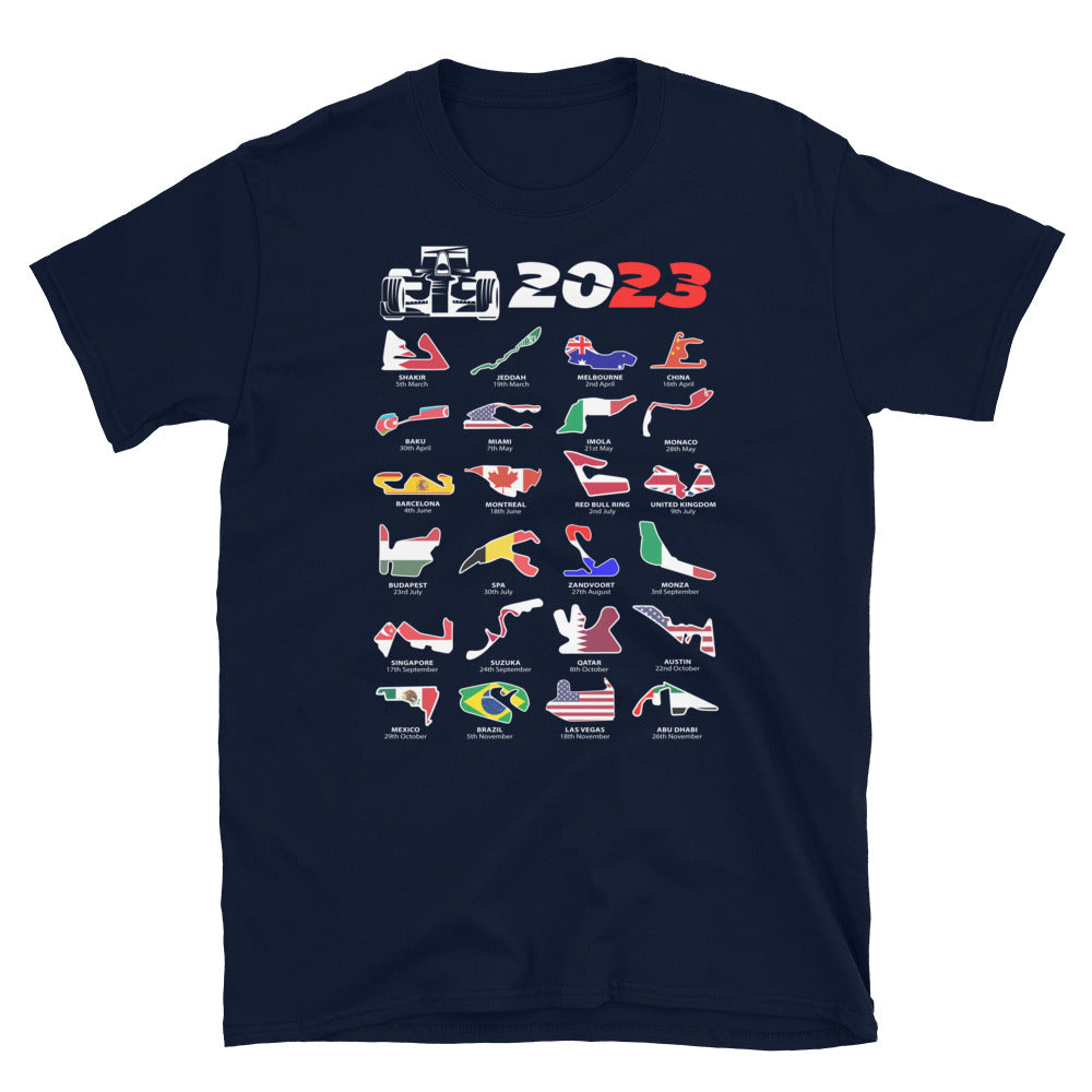 F1 2023 Calendar Unisex T-Shirt Navy