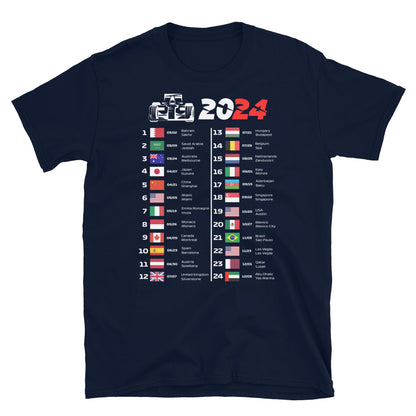 Formula 1 2024 Calendar Unisex T-Shirt navy blue