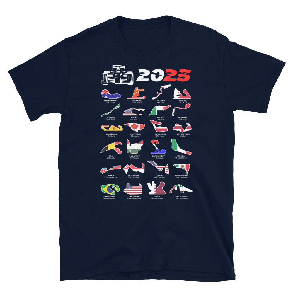 F1 2025 Calendar T-Shirt navy blue