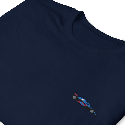 Embroidered Alpine F1 Car Unisex T-Shirt navy blue zoomed in