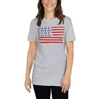 united states flag t-shirt sport grey dressed on a woman