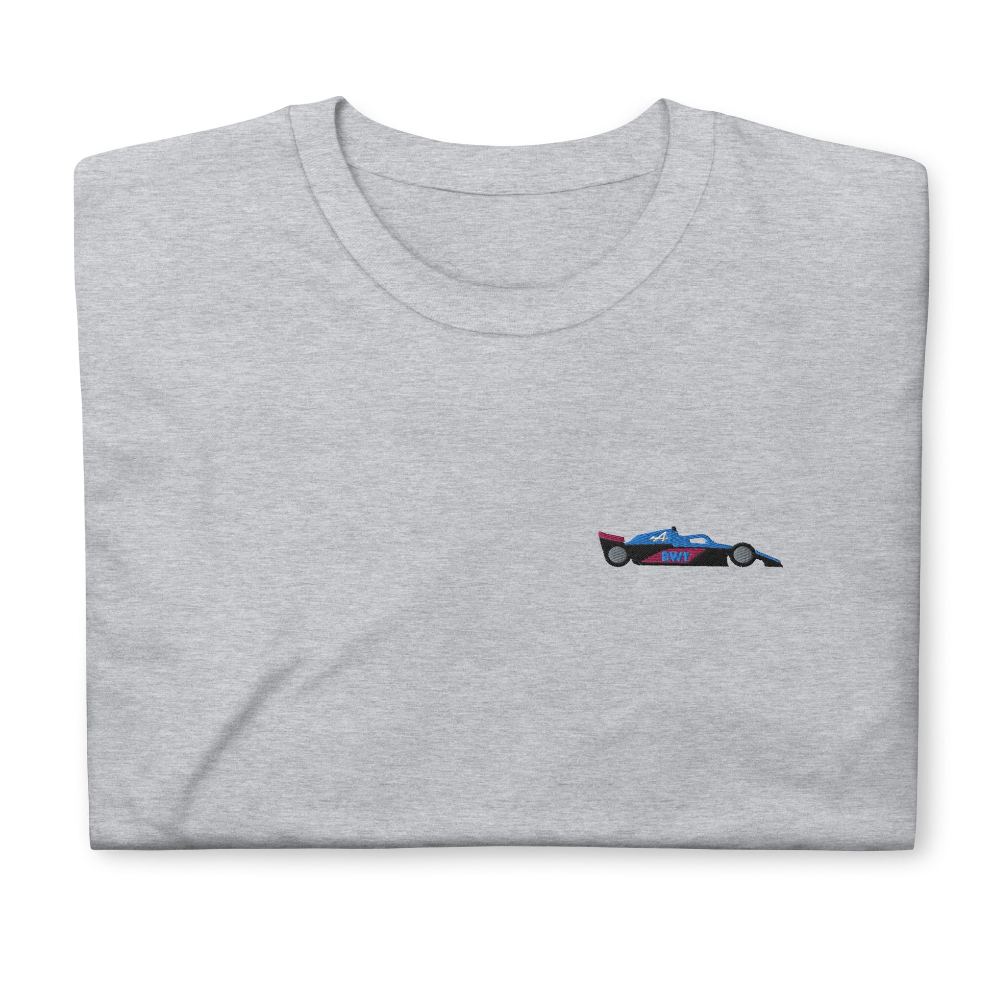 Embroidered Alpine F1 Car Unisex T-Shirt sport grey front