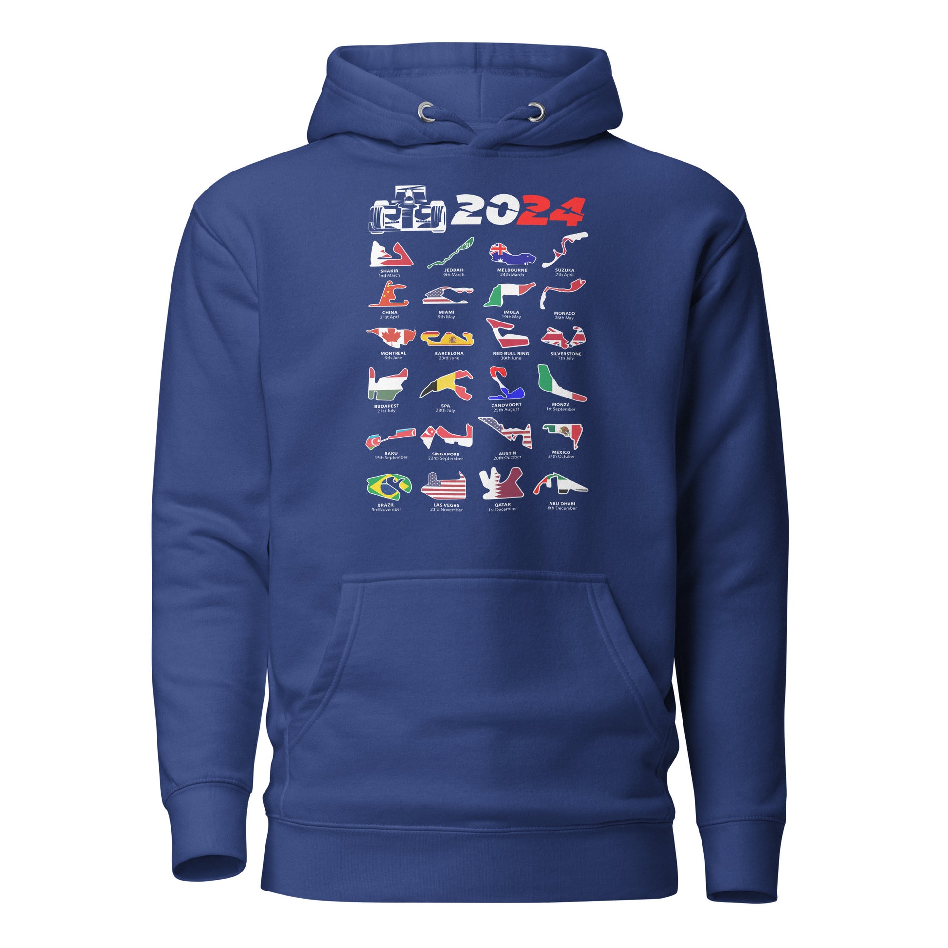 F1 2024 Calendar Unisex Hoodie royal blue